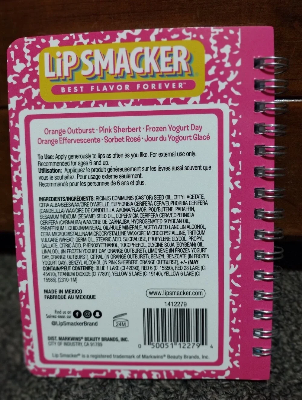 Lip Smackers Lip Balm Trio With Notebook- Orange, Pink, Blue